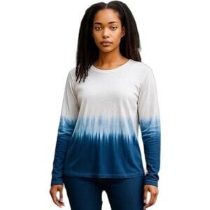 2XO Blue Crew Neck Long‎ Sleeve Top Tie Dye Gradient Size 14/16
